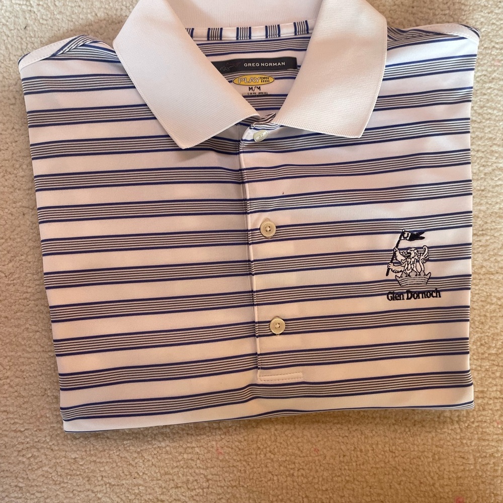 Greg Norman Collection Blue and White Polo